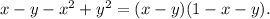 x - y - {x^2} + {y^2} = (x - y)(1 - x - y).