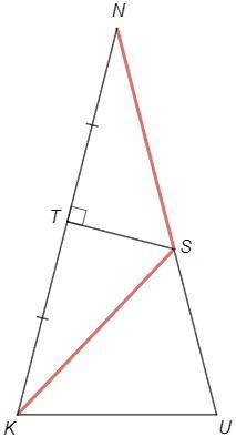 У трикутнику KNU бічні сторони KN і NU дорівнюють по 18 см. Через середину T сторони KN проведено пр