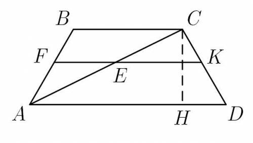 Діагональ рівнобічної трапеції ділить середню лінію у відношенні 5:9, а кути при меншій основі дорів