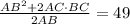 \frac{AB^2+2AC\cdot BC}{2AB} =49\\