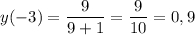 \displaystyle y(-3)=\frac{9}{9+1 }=\frac{9}{10}=0,9