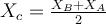 \large \boldsymbol {} X_c=\frac{X_B+X_A}{2}