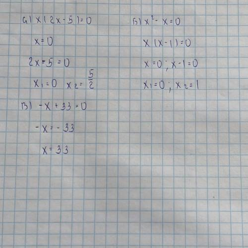 8) Розв'язати рівняння: @2x²-5x = 0 б) x²-4x+3x=0 -5x+4x +33=0.