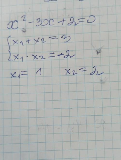 Розв'яжіть за теоремою вієта x²-3x+2=0