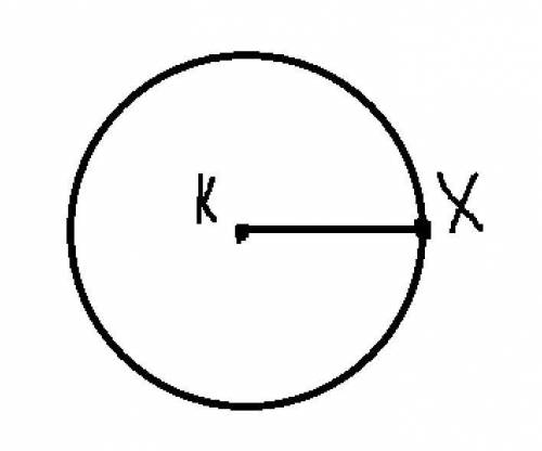 Накресліть довільний відрізок ХК і коло з центром у точці К і радіусом КХ.
