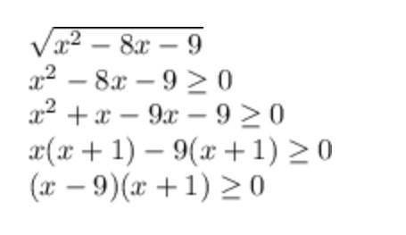 При каких значениях переменной имеет смысл выражение: корень из x^2+8x-9
