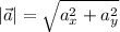 |\vec{a}| =\sqrt{a_x^2+a_y^2}