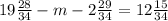 19\frac{28}{34}-m-2\frac{29}{34} =12\frac{15}{34}