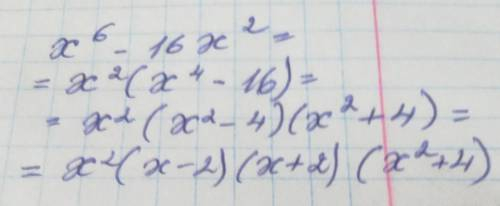 Розкладіть на множники многочленів x6 - 16x2=?