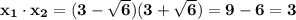 \bf x_1\cdot x_2=(3-\sqrt6)(3+\sqrt6)=9-6=3