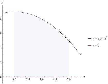 Найти площадь криволинейной трапеции, ограниченной прямыми х=3, x=5, графиком y=6x-x² и осью ОХ