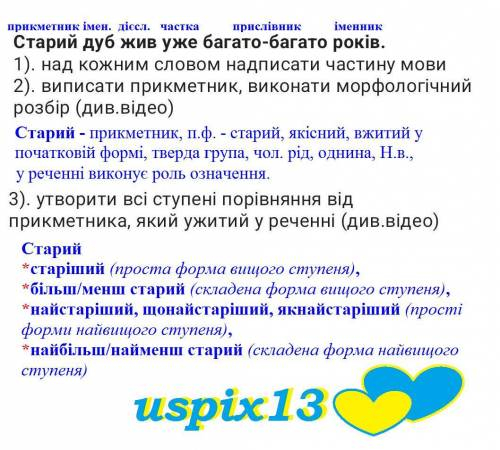 Старий дуб жив уже багато багато років. Будь ласка до іть з завданням,зробіть все що потрібно на кар