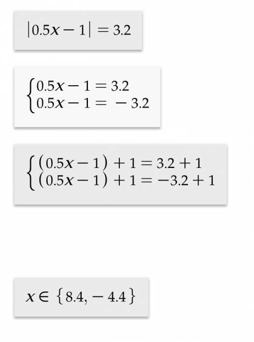 |0,5x-1|=3,2знайди корені рівняння