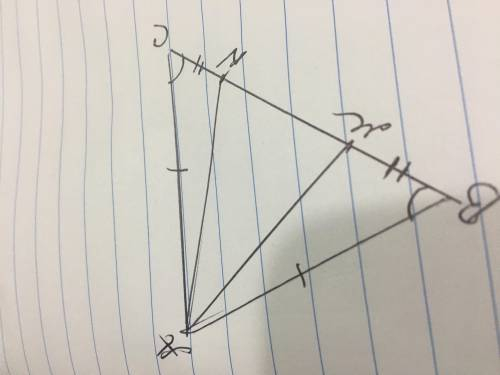 У рівнобедреному трикутнику АВС на основі ВС відкладено рівні відрізки ВМ і CN. Доведіть, що АМ = А