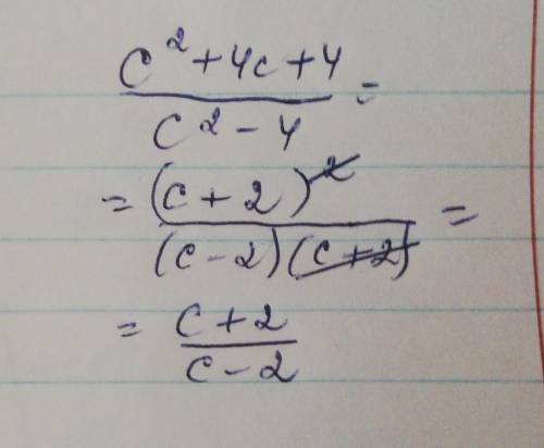 Сократите дробь c²+4c+4/c²-4