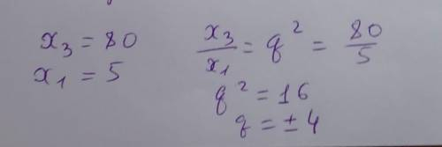 Знайдіть знаменник геометричної прогресії (Xn), якщо X3=80 i x1=5.