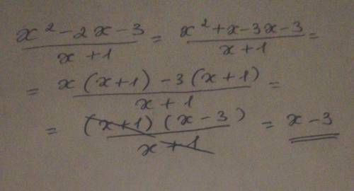 Скоротити дріб: x^2-2x-3/x+1