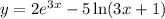 y=2e^{3x}-5\ln(3x+1)