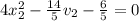 4x_{2}^2 -\frac{14}{5}v_{2}-\frac{6}{5} =0