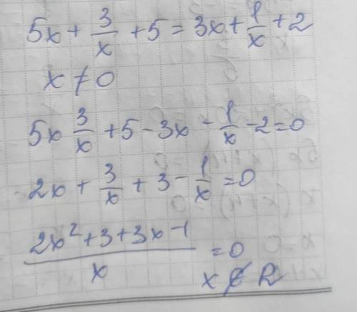 Розв‘язати рівняння 5х+3/х+5=3х+1/х+2